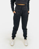 Black Womens Ribbed Hem Tracksuit