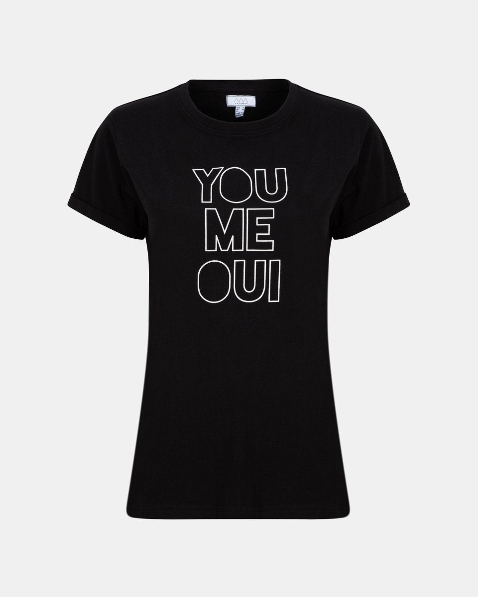 Black Womens You Me Oui Printed T-Shirt