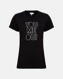 Black Womens You Me Oui Printed T-Shirt