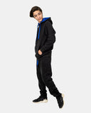 Black/Blue Contrast Fleece Tracksuit