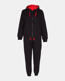Black/Red Contrast Fleece Tracksuit