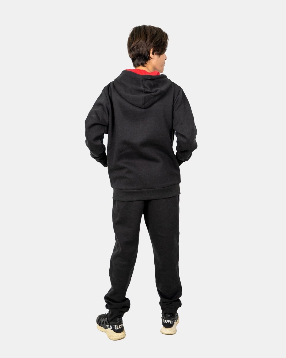 Black/Red Contrast Fleece Tracksuit