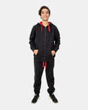 Black/Red Contrast Fleece Tracksuit