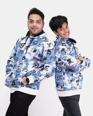 Blue Boys Tie Dye Gaming pullover Hoodie