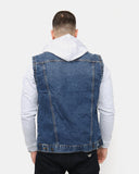 Blue Denim Hooded Jacket (Fleece Sleeves)