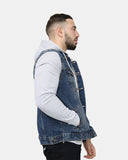 Blue Denim Hooded Jacket (Fleece Sleeves)