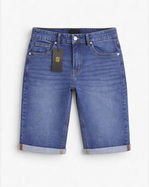 Blue Denim Stretchy Bermuda Shorts