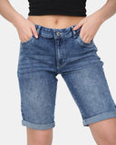 Blue Denim Stretchy Bermuda Shorts