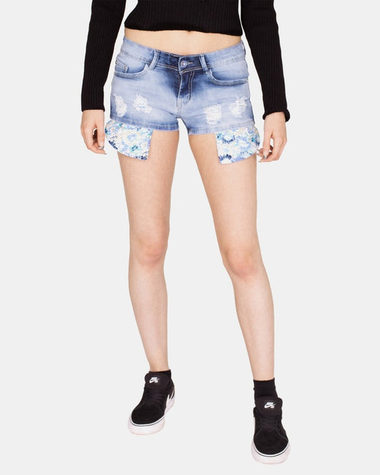 Blue E221 Raw Edges Jeans Short