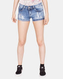 Blue E366 Raw Edges Jeans Short