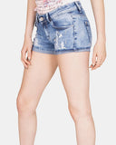 Blue E366 Raw Edges Jeans Short