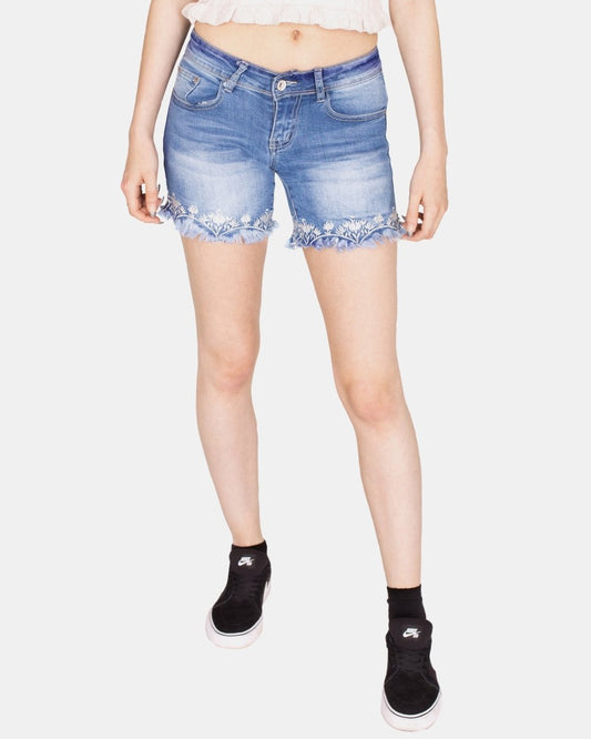 Blue E387 Raw Edges Jeans Short