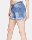Blue E387 Raw Edges Jeans Short