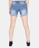 Blue E387 Raw Edges Jeans Short