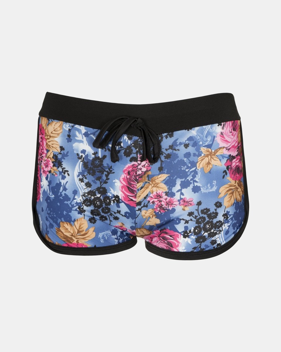 Blue Floral Print Casual Shorts