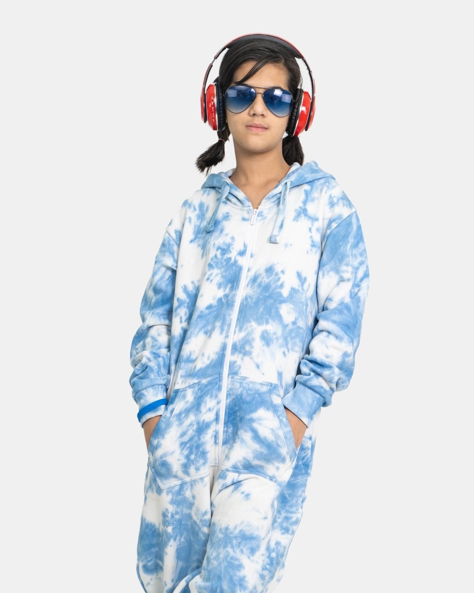 Blue Kids Fleece Tie - Dye Onesie