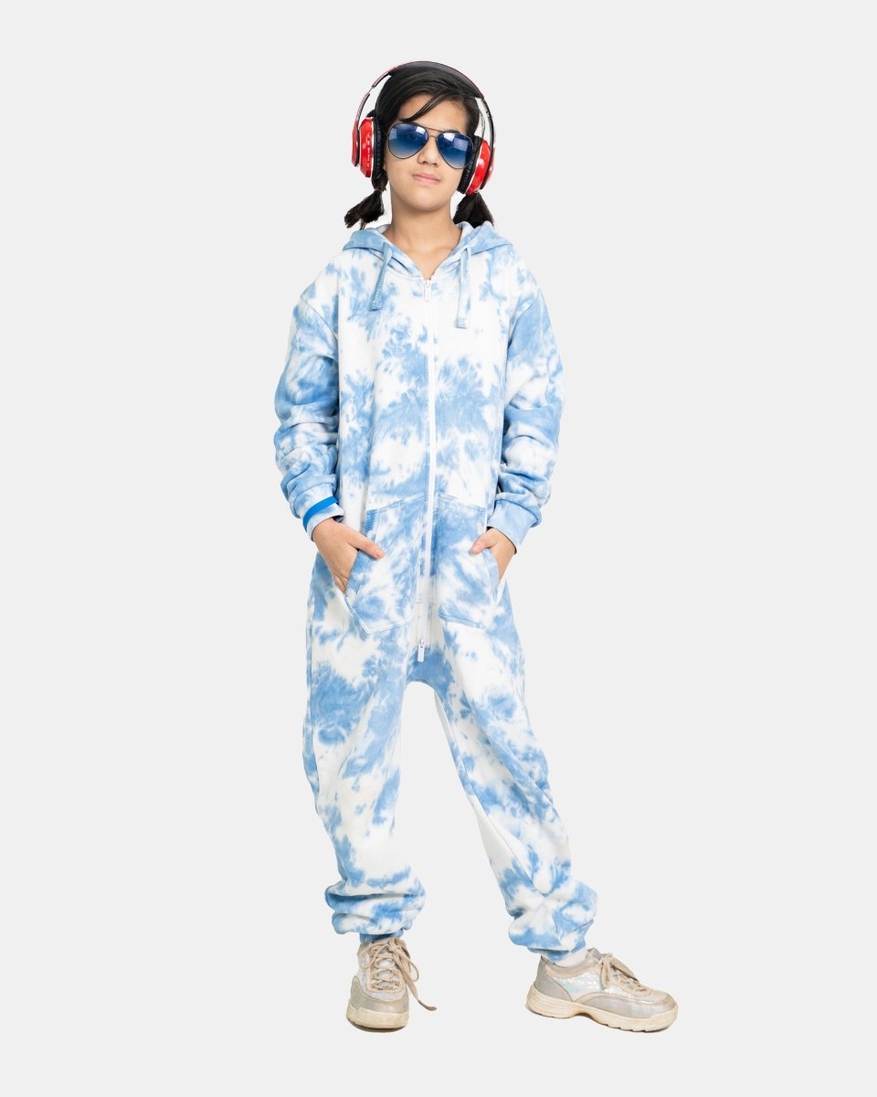 Blue Kids Fleece Tie - Dye Onesie