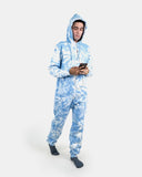 Blue Men's Fleece Tie - Dye Onesie