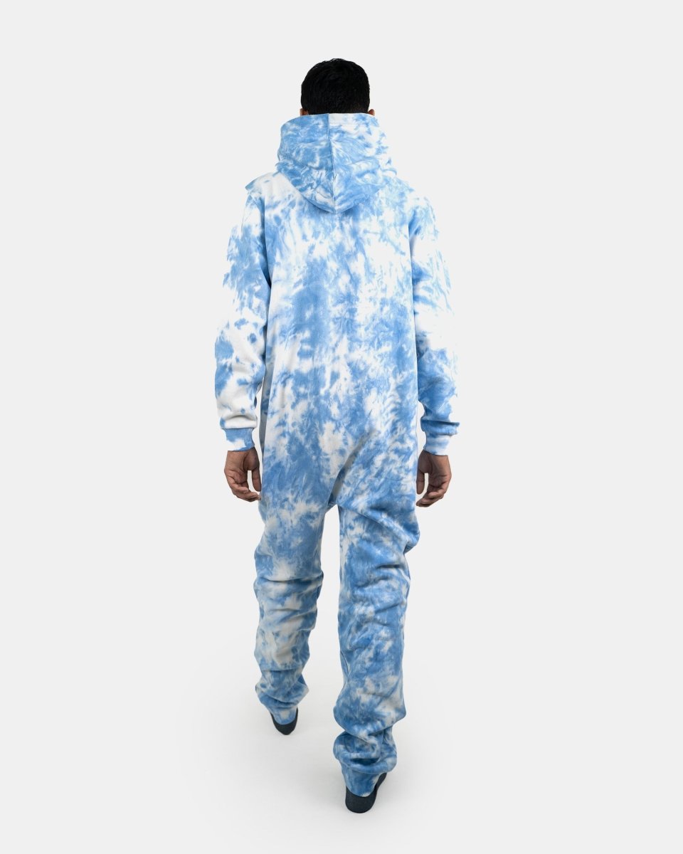 Blue Men's Fleece Tie - Dye Onesie