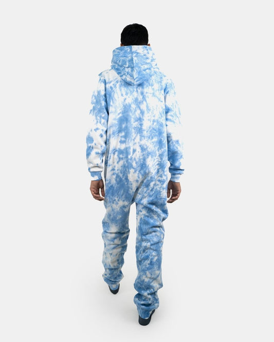 Blue Men's Fleece Tie - Dye Onesie