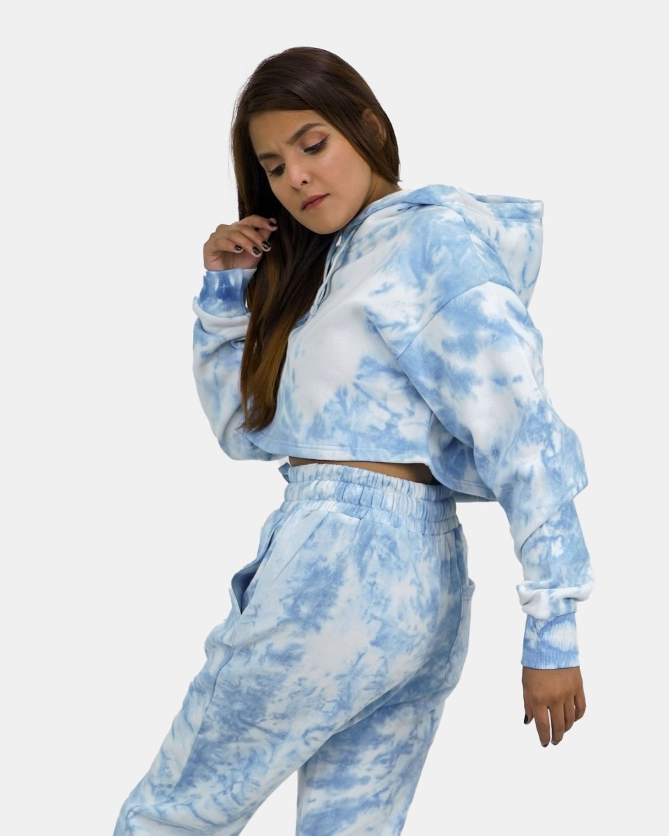 Blue Tie - Dye Long - Sleeve Hoodie