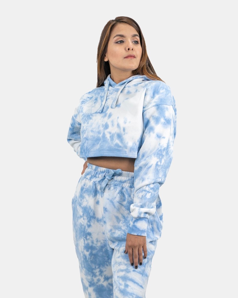 Blue Tie - Dye Long - Sleeve Hoodie