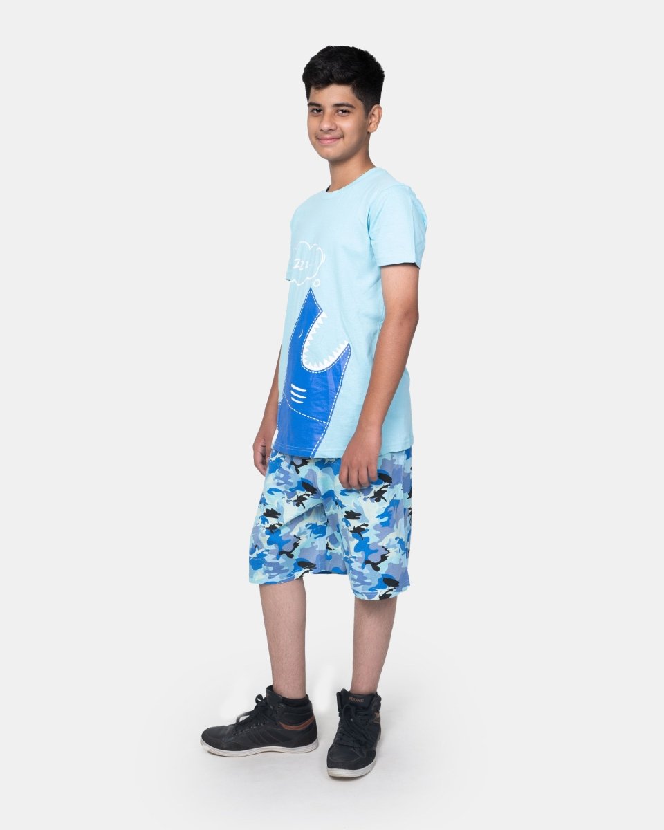 Boys Baby Blue Shark Print T-Shirt