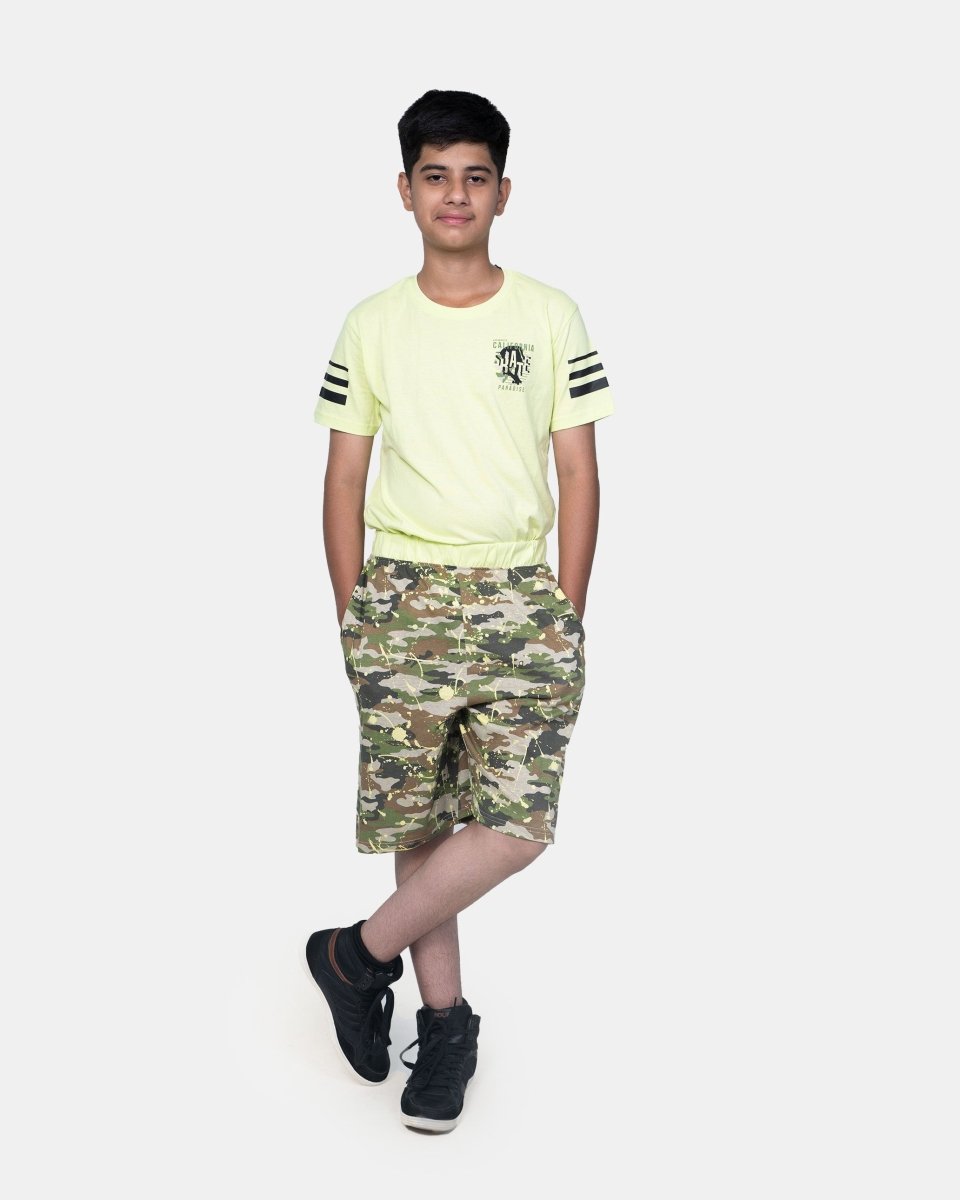 Boys Lime Green Shark Print T-Shirt