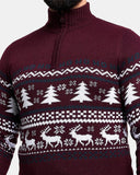 Burgundy Chunky Knit Christmas Jumper - Noroze