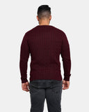 Burgundy Mens Cable Knit Jumper