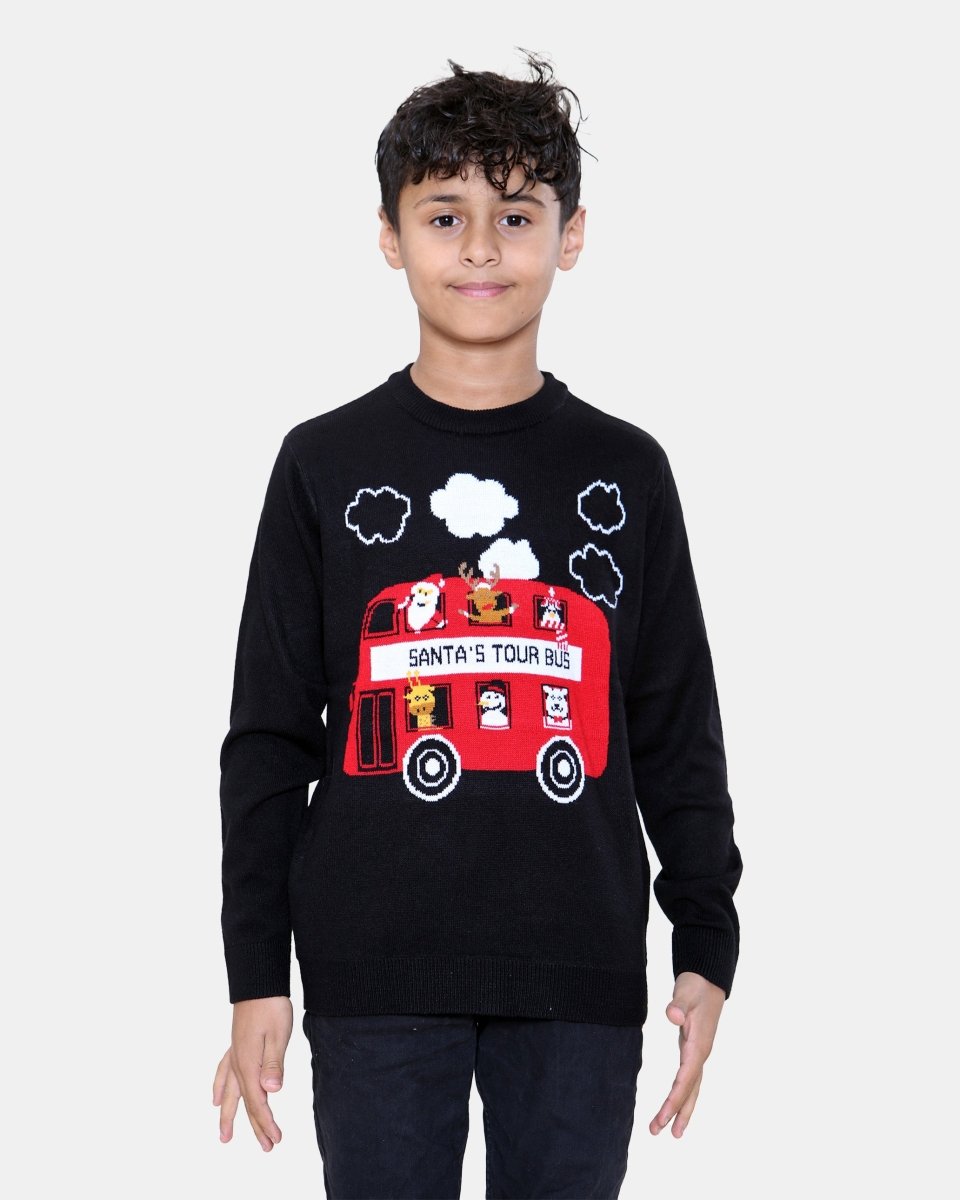 Bus Black Kids Christmas Jumpers