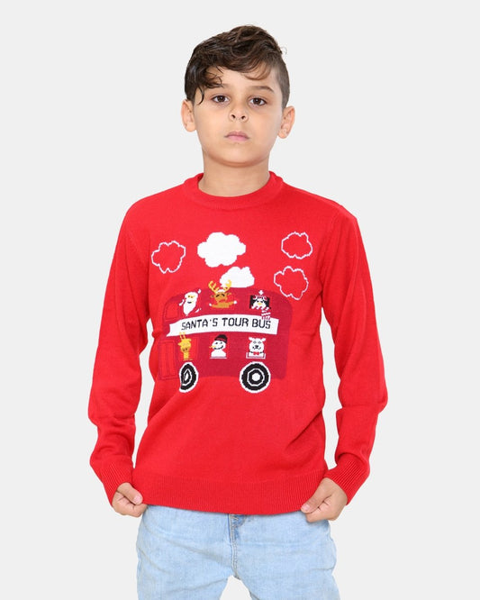 Bus Red Kids Christmas Jumpers