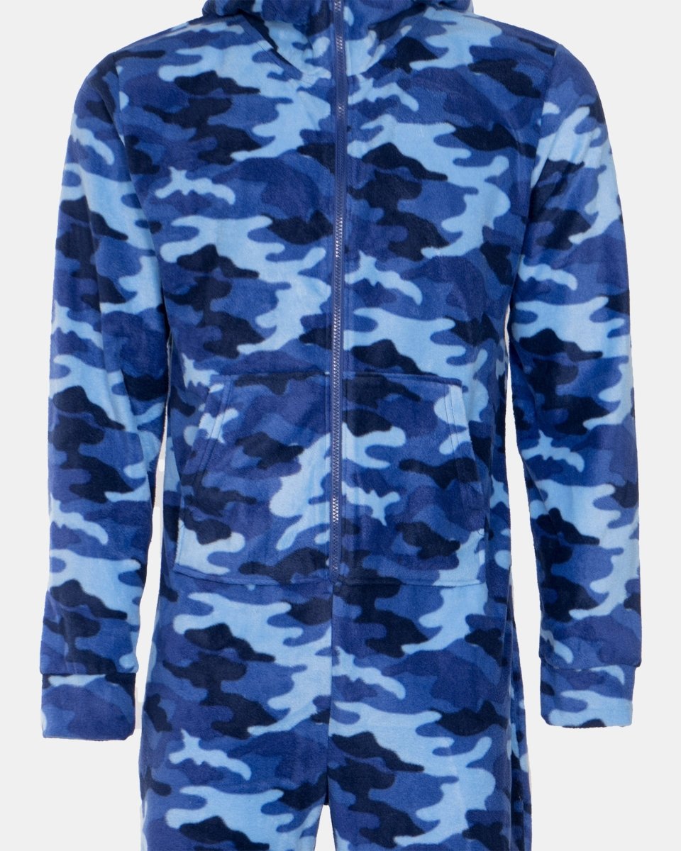 Camo Royal Blue Kids One Zip Onesie