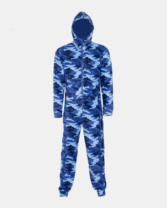 Camo Royal Blue Kids One Zip Onesie