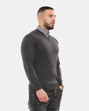 Charcoal Collar Knitted V - Neck Jumper