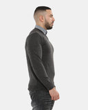 Charcoal Collar Knitted V - Neck Jumper