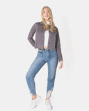 Charcoal Distressed Hem Denim Jacket