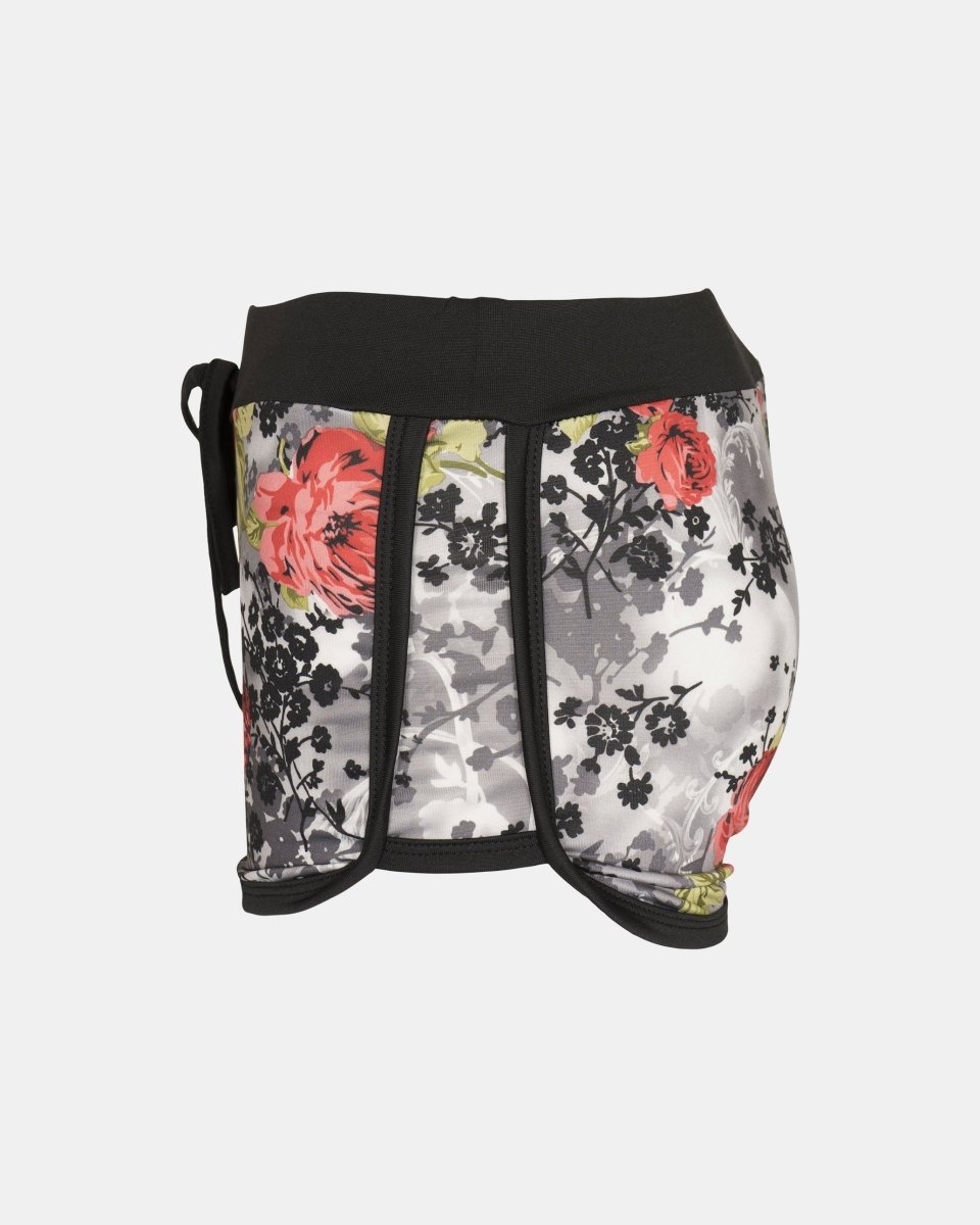 Charcoal Floral Print Casual Shorts