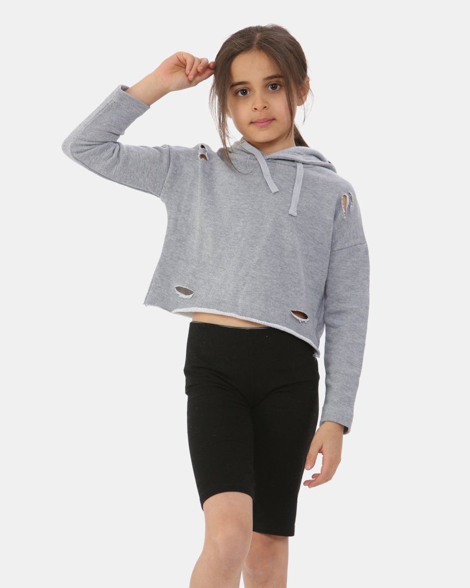 Charcoal Girl's Long - Sleeve Hoodie