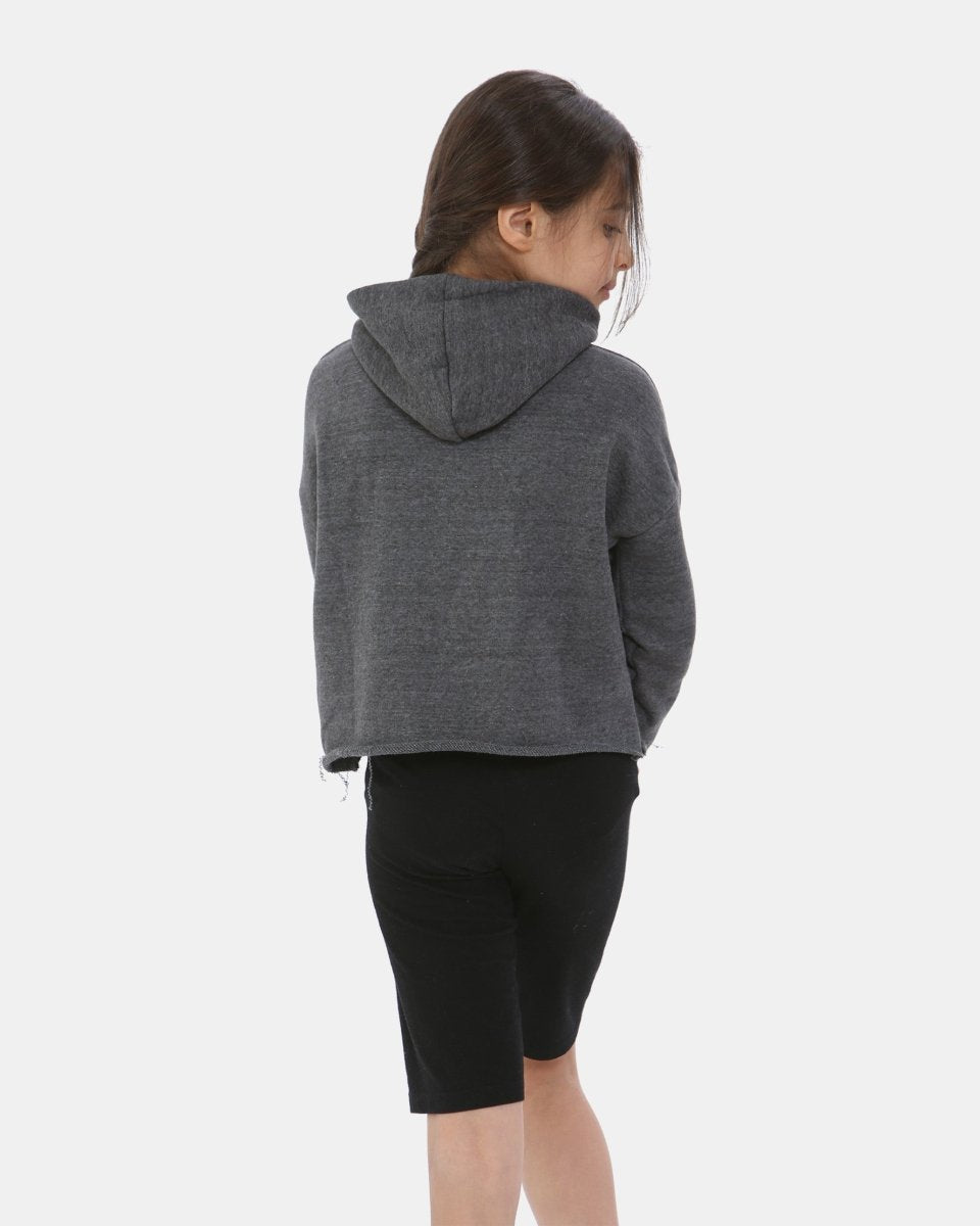 Charcoal Girls Plain Crop Hoodie
