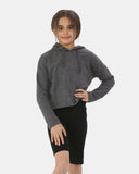 Charcoal Girls Plain Crop Hoodie