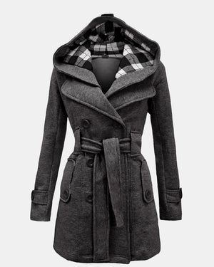 Charcoal Grey Belted Button Fleece Coat