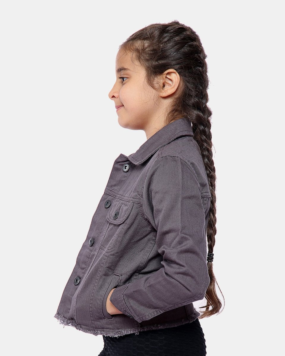 Charcoal Kid's Cropped Denim Jacket