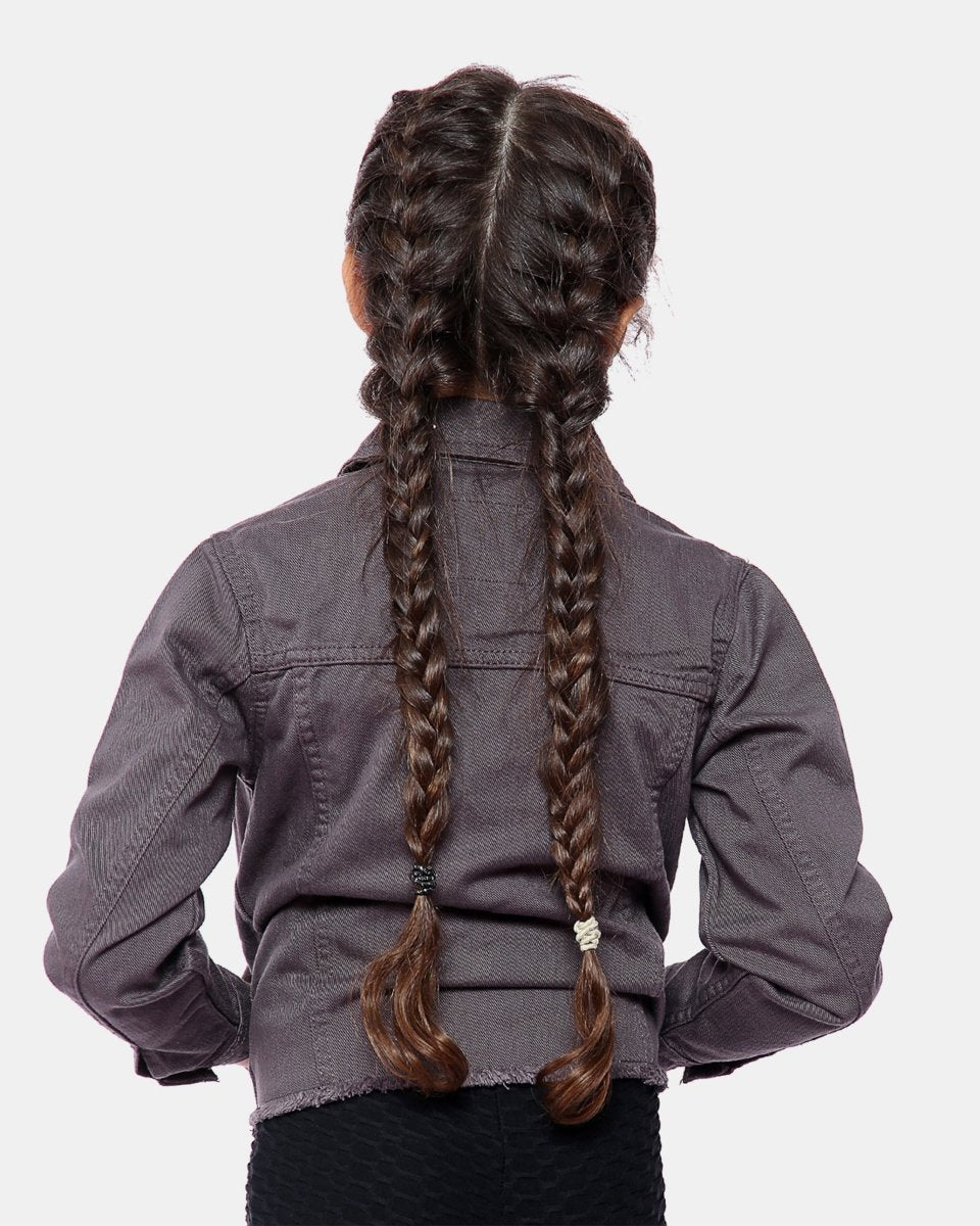 Charcoal Kid's Cropped Denim Jacket