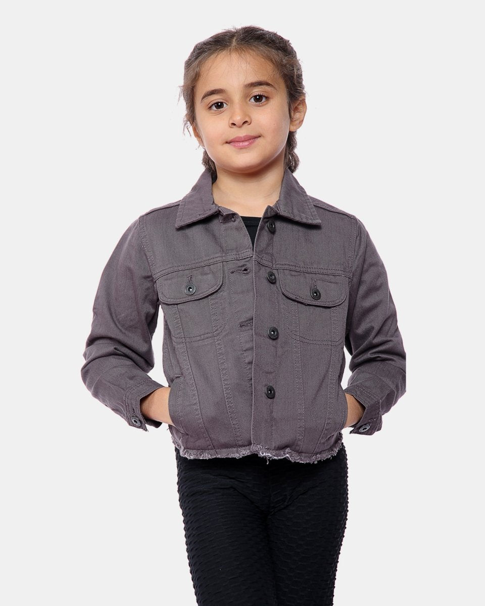 Charcoal Kid's Cropped Denim Jacket