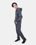 Charcoal Kids Plain Hooded Tracksuit