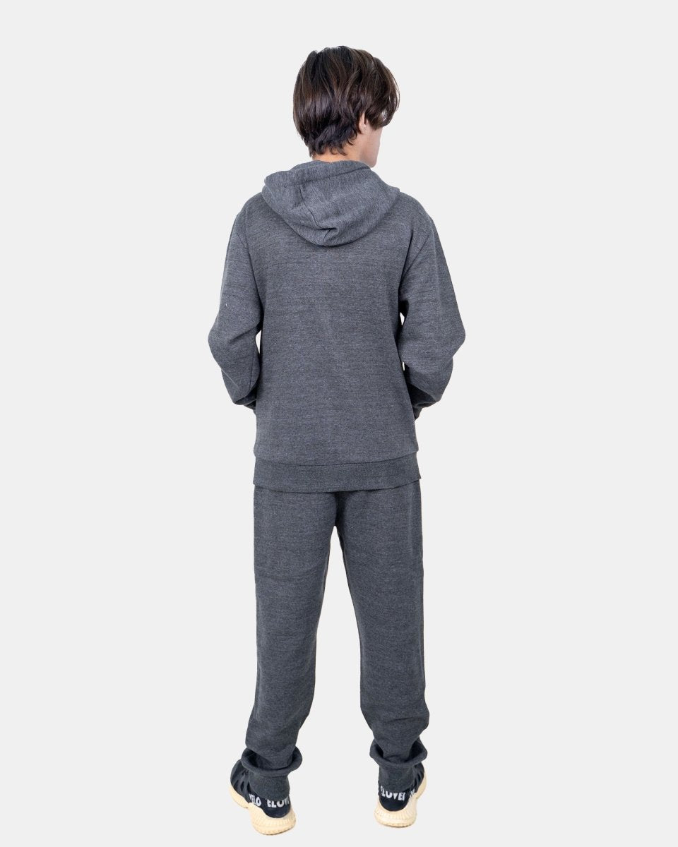 Charcoal Kids Plain Hooded Tracksuit