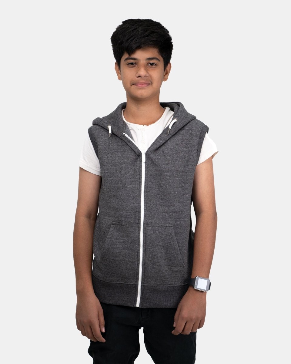 Charcoal Kid's Sleeveless Casual Hoodie