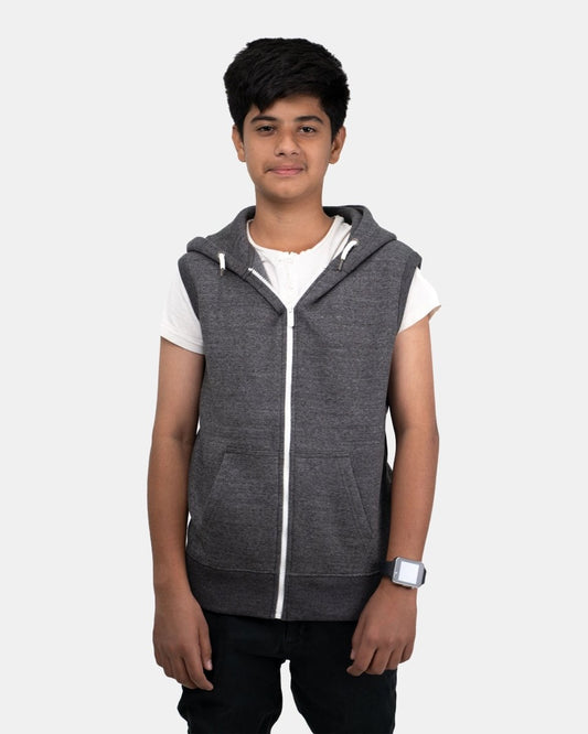 Charcoal Kid's Sleeveless Casual Hoodie
