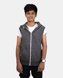 Charcoal Kid's Sleeveless Casual Hoodie